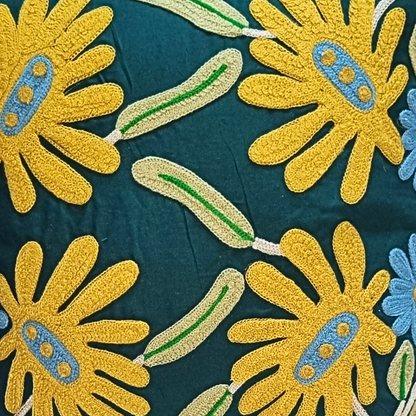 Decorative Cushion Cover |Aari work| 14 by 14| Cotton Fabric|Modern Design|cc|emb|