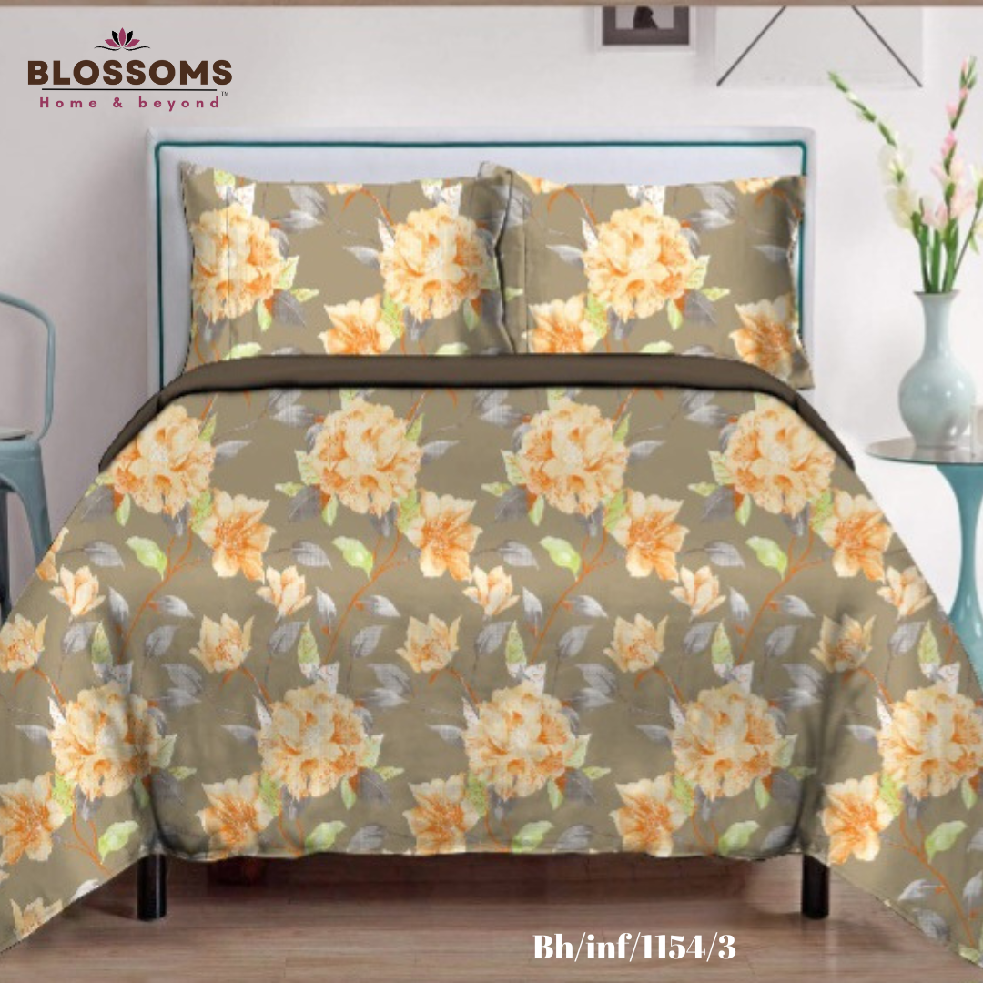 Blossoms-Home & Beyond Printed Queen Size Double Bed Bedsheet, 
 Floral Print with 2 Pillows