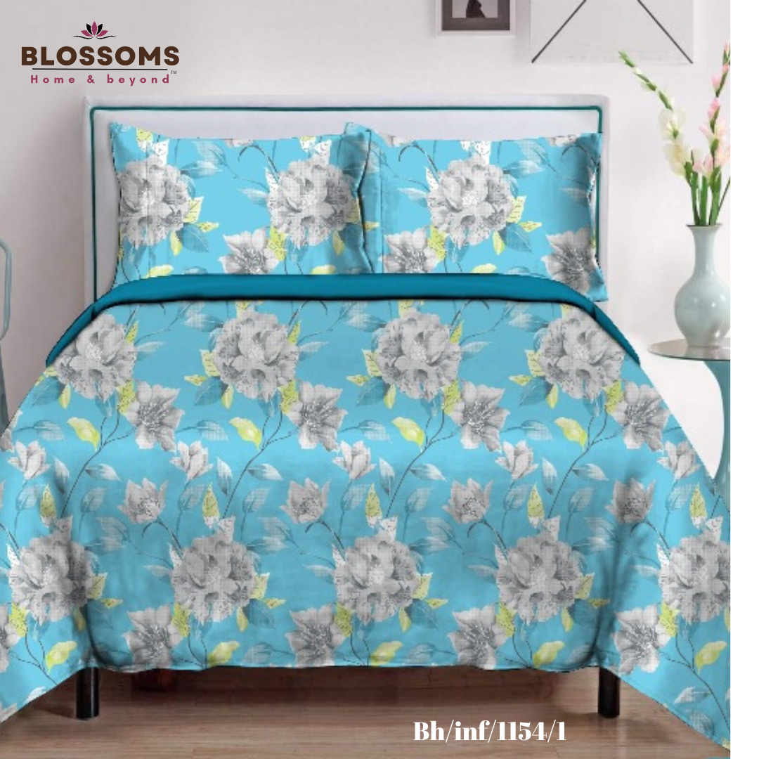 Blossoms-Home & Beyond Printed Queen Size Double Bed Bedsheet, 
 Floral Print with 2 Pillows