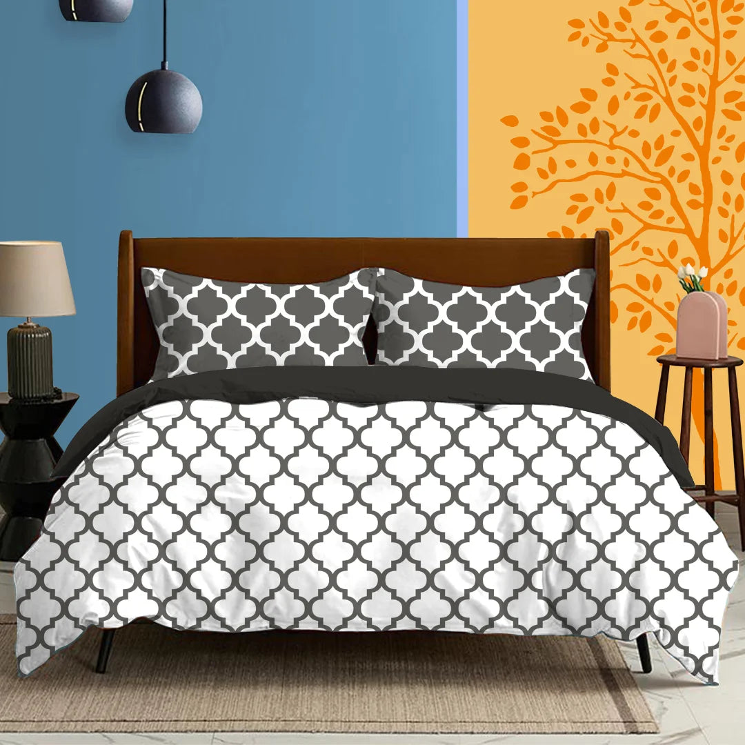 Super King Size Premium Quality Geometric Design Bedsheet 100% Cotton 210-TC Super-Fine