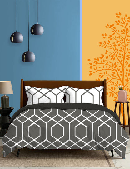 Blossoms Super King Size Premium Quality Geometric Design Bedsheet 100% Cotton 210-TC Super-Fine