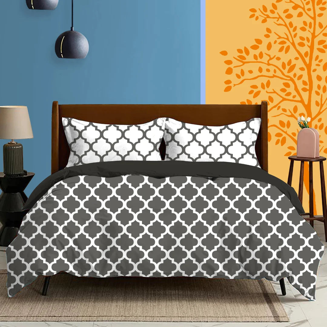 Super King Size Premium Quality Geometric Design Bedsheet 100% Cotton 210-TC Super-Fine