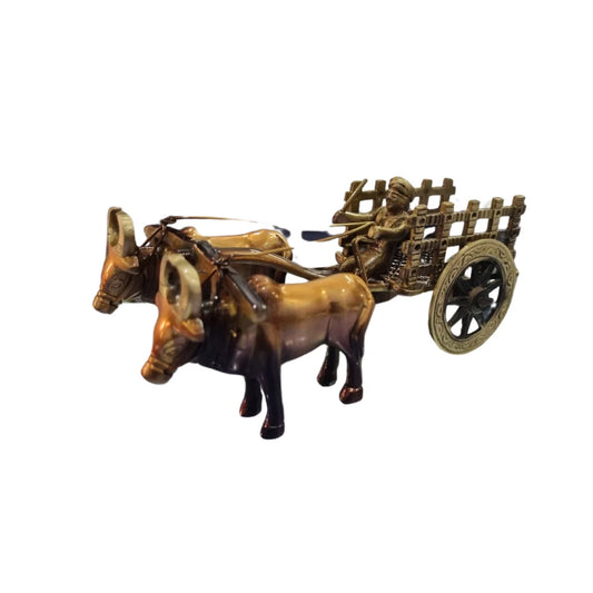 Vintage Bullock Cart Design Brass Decor Showpiece, 587g, 6.5 Inches, Multicolored, Standard, Pack Of 1