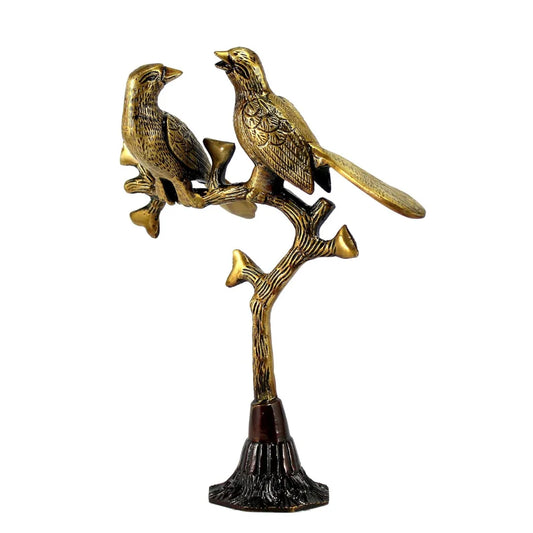 Brass Love Birds On Tree Showpiece For Home Decor, 10 Inches, 1.09 Kg, Home Decor Show Piece, Figurines For Home Decor, Standard, Multicolour,