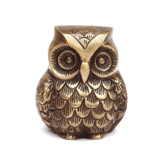 Vintage Brass Owl Decor Showpiece, 650 Grams, Owl Showpiece For Home Décor, Showpieces For Home Decor, Standard, Pack Of 1