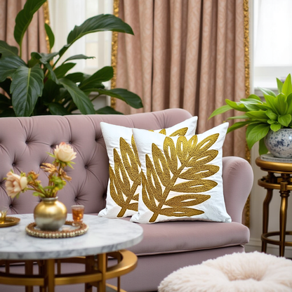 Blossoms Embroided aari work cushion cover. 14*14 inch Pack of 1