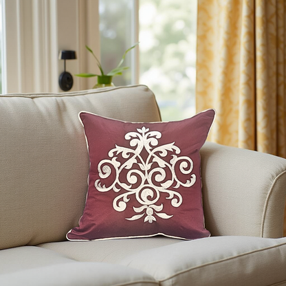 Blossoms Decorative Designer Cushion Cover |Embroidered work| 16x16|inch, Cotton Fabric|Modern Design. Set of 1 .