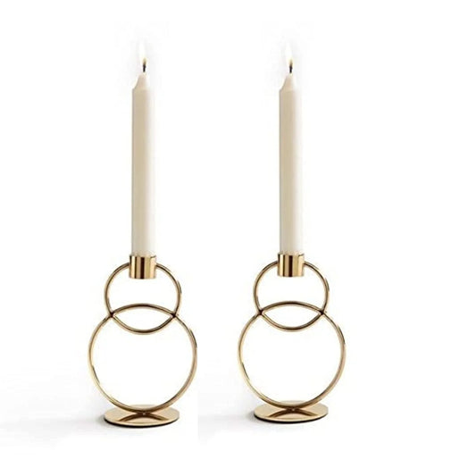 Decorative Metal Candle Stand Rings Design Candle Holder Diwali Decoration | Indoor & Outdoor, Festival Decorative Candles Gift Items (Set of 2)