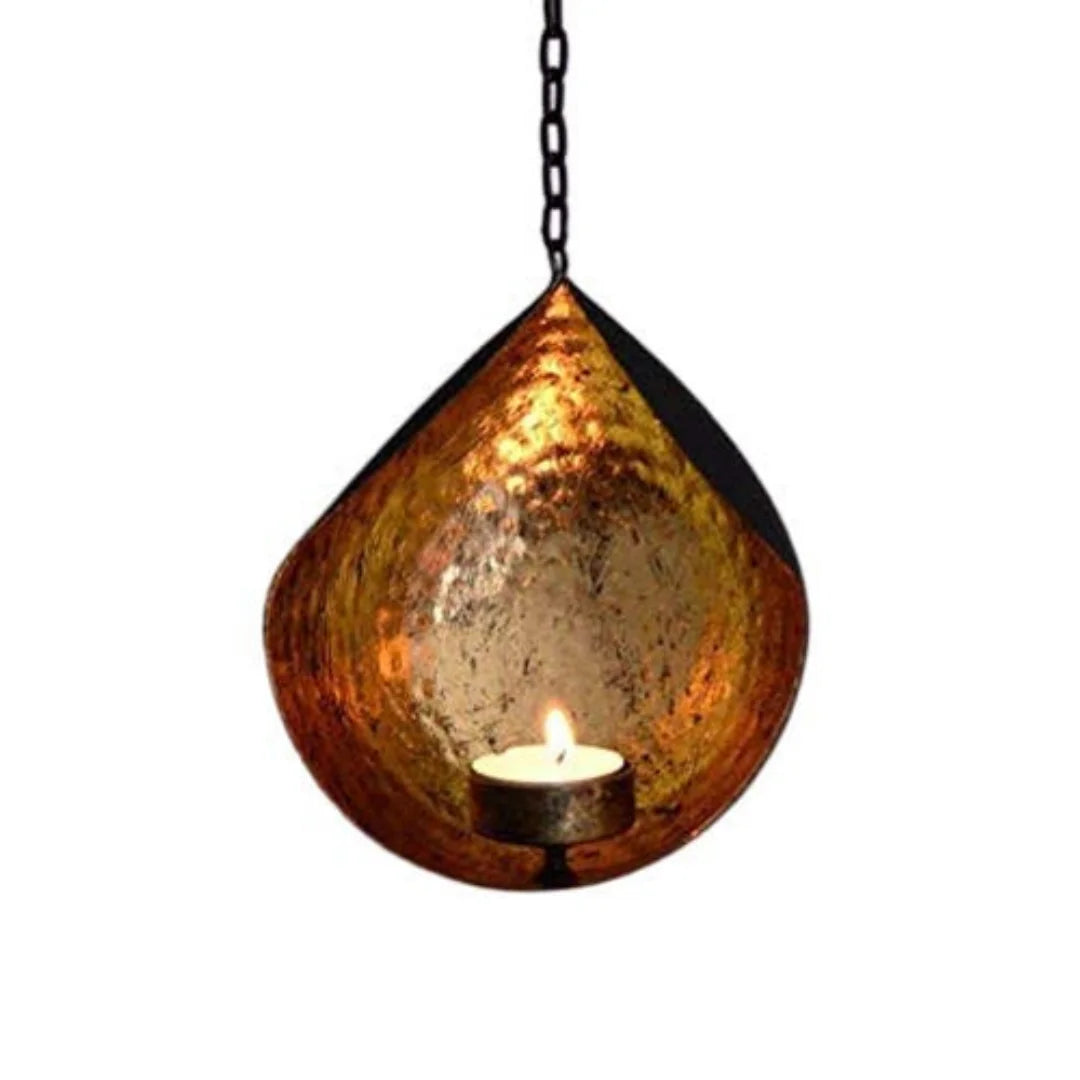 Metal Wall Sconces Teardrop Hanging Tealight Candle Holder (Set of 2), Gold, 220g.- Wall Hanging for Home Decore. Diwali Decoration, eid, Thanksgiving gift.