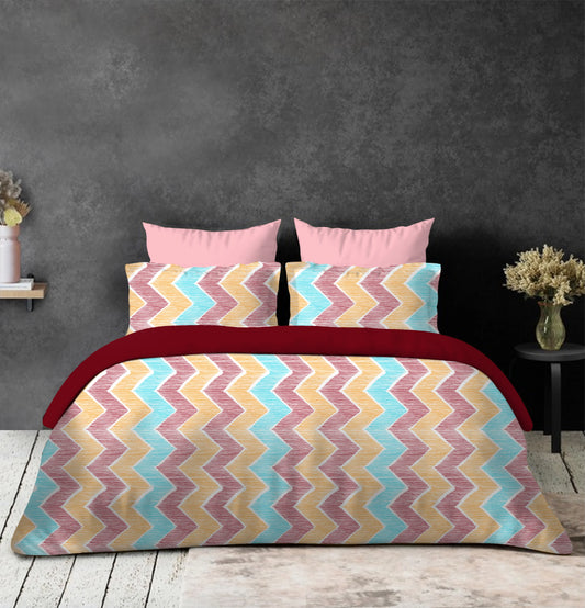 Premium Quality Zig-Zag Design Bedsheet 100% Cotton 144-TC Super-Fine