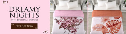 Blossoms panel print Reversible Double bed comforter(Rajai)