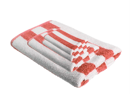Blossoms 4 pc reddish peach & white colour Towel set . |1 PC Bath Towel | 1 PC hand Towel| | 2 pcs Face Towel| |100% pure cotton|.