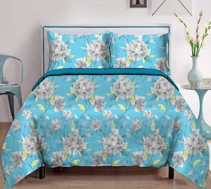 Blossoms-Home & Beyond Floral Printed Bedsheet with 2 Pillow Covers | Comfortable | Flat Sheets | Double Bed | 100% Pure Cotton.