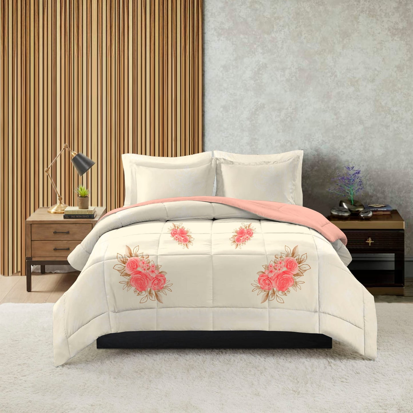 Blossoms Home & Beyond|Comforter Double Bed | 220 GSM |Light weight|super soft |Blanket Double Bed, AC Comforter Double Bed, Quilt, AC Blanket, Dohar Double Bed, Diwali Gifts, Microfiber (Floral print on off-white Base)