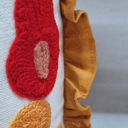 Decorative Cushion Cover |Aari work| 14 by 14| Cotton Fabric|Modern Design|cc|emb|