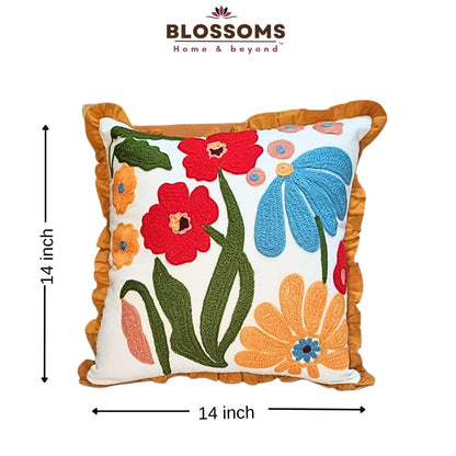 Decorative Cushion Cover |Aari work| 14 by 14| Cotton Fabric|Modern Design|cc|emb|