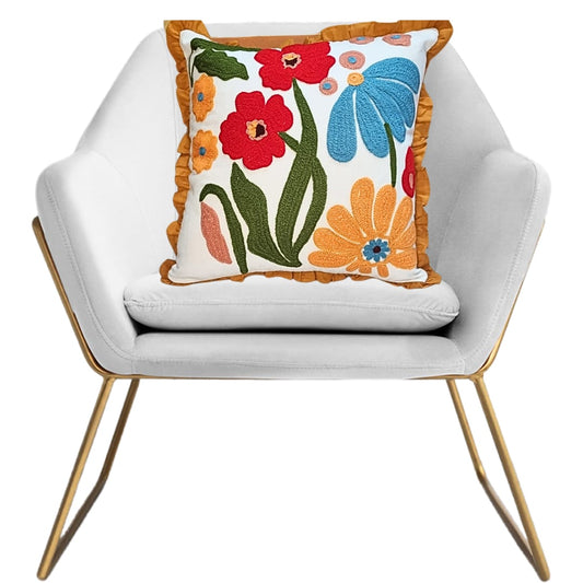 Decorative Cushion Cover |Aari work| 14 by 14| Cotton Fabric|Modern Design|cc|emb|