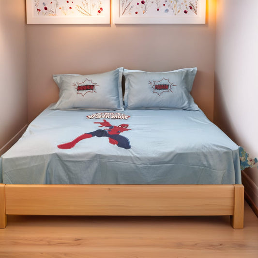 Spiderman embroided bedcover with super fine fabric 100x100 inch size.