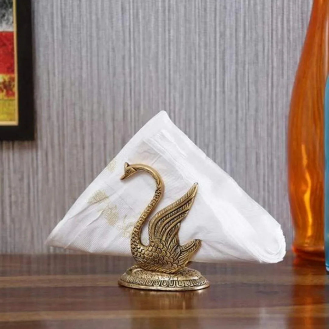 Metal Decorative Golden Swan Duck Shape Napkin, Tissue Paper Holder for Kitchen Dining Table (Golden).