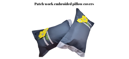 Blossoms Bedcover with pillows embroidered and patch .