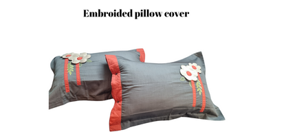 Blossoms Bedcover with pillows embroidered and patch .