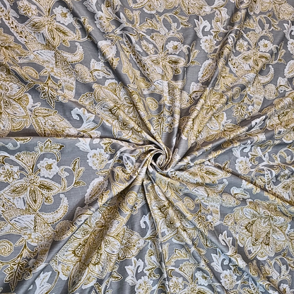 Beautiful Modern design printed  Glace Cotton Satin King Size Double Bedsheet for Double Bed with Two contrast color(Mustard Color) Pillow Covers (Super King, Grey)(110 * 110 Inches)CS/KAP/224