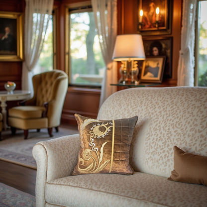 Blossoms Decorative Designer Cushion Cover |Embroidered work| 16x16|inch, velvet Fabric|modern quited Design.