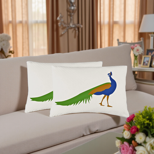 Blossoms Cushion Cover with Peacock embroidery . 12x18 inch   pack of 1 .