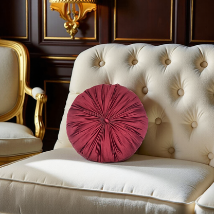 Round Tufted Decorative cotton Throw Pillow with filler . Set of 1 .