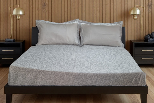 Blossoms king size printed floral bedsheet 500 tc with 2 pillows