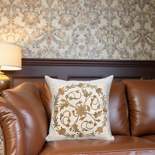 Blossoms Designer copper zari embroidered cushion cover with velvet off white fabric .

Size 16x16 inch 

No filler included

Qty - 1 unit

Fabric - velvet