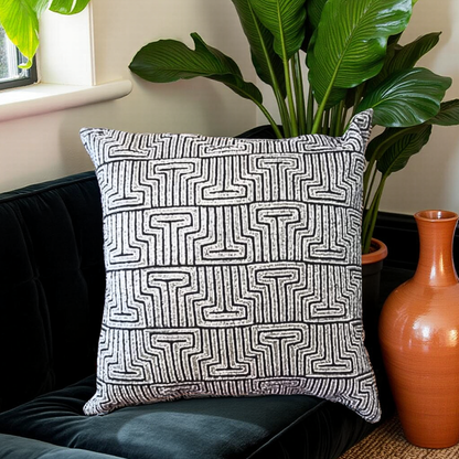 Blossoms grey beads/sequen work 16x16 inch black colour .set of 1 pc