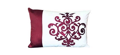 Blossoms 100% cotton embroidered Cushion cover  12x18 inch . Set of 1 .