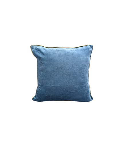 Blossoms blue colour velvet Cushion covers| 16x16 inch | super premium embroidery | pack of 1