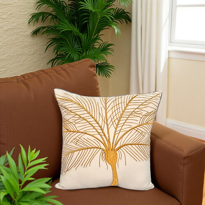 Blossoms Decorative Designer Cushion Cover |Embroidered work| 16x16|inch,  off white cotton Fabric|modern Design.