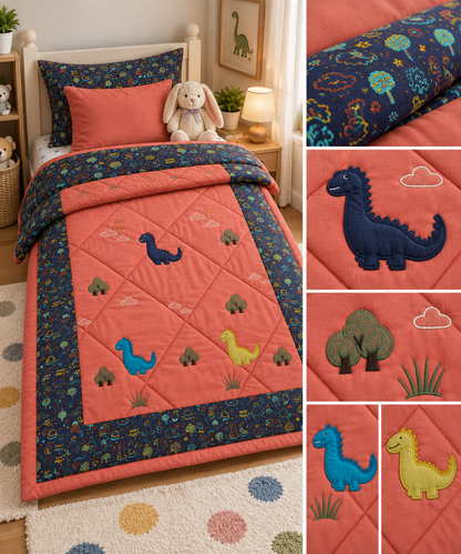 Blossoms kids embroidered patchwork quilt.