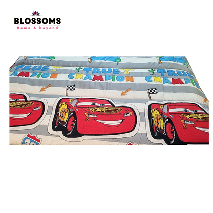 Blossoms kids comforter(quilt) mcqueen cars print with 280 gsm filling. Pure cotton fabric. Unit 1