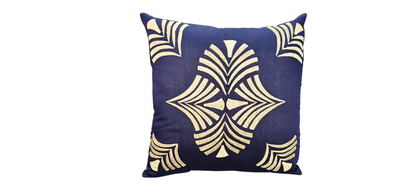 Blossoms  blue cotton Cushion covers| 16x16 inch | super premium zari embroidery | pack of 1