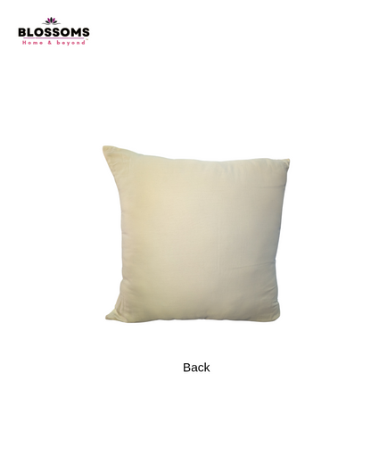 Blossoms embroidered off white cotton Cushion Cover | 16x16 inch cushion covers| Bird embroidery | pack of 1
