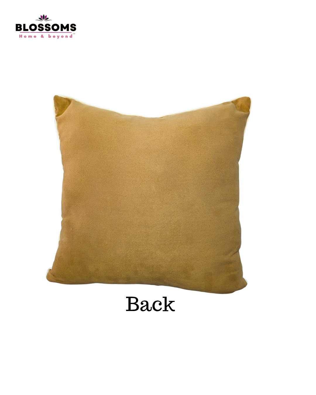 Blossoms embroidered golden brown velvet Cushion Cover | 16x16 inch cushion covers| floral embroidery | pack of 1