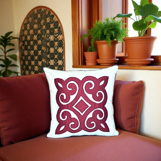 Blossoms Decorative Designer Cushion Cover |Embroidered work| 16x16|inch,  off white cotton Fabric|modern Design.