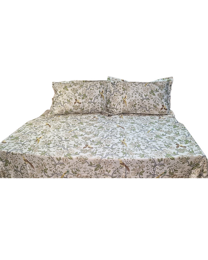 Blossoms 500 thread count digital floral print king size bedsheet with 2 pillows .