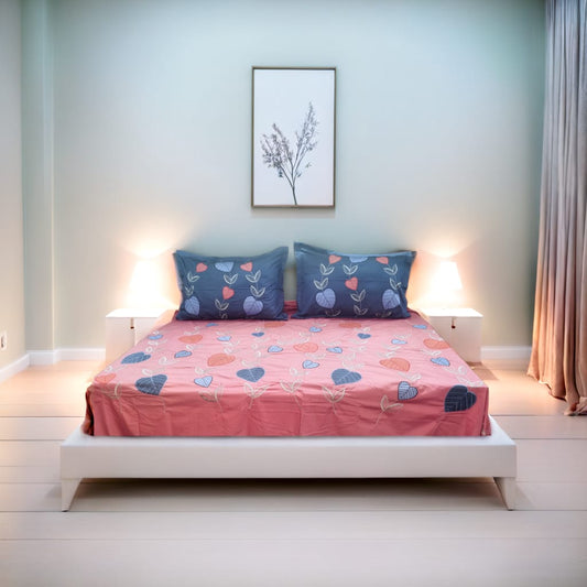 Blossoms designer embroidered bedcover with embroidery all over with 2 pillow covers .