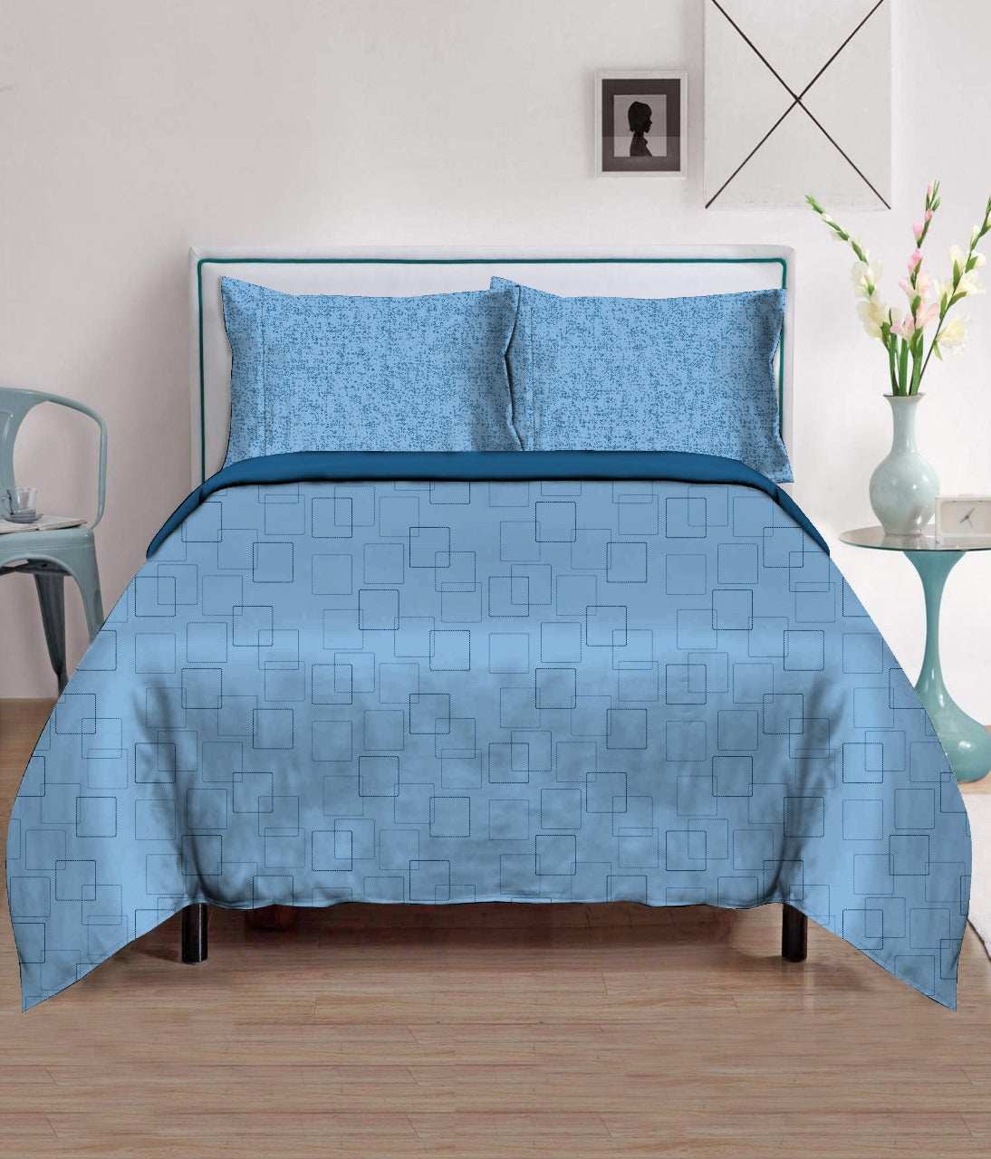 Blossoms micro cotton doublebed 300 gsm bedsheet with 2 pillows.