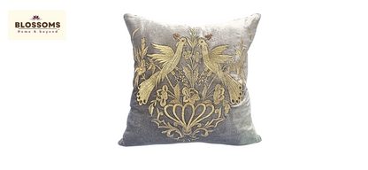 Velvet Cushion Cover with zari embroidery . Set of 1