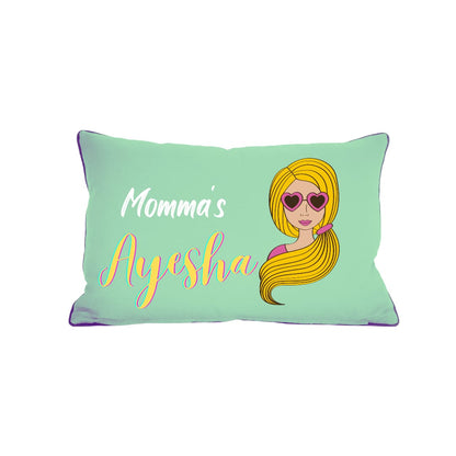 "Cute Girl " theme embroidered personalised cushion.Best for gifting.Name can be changed