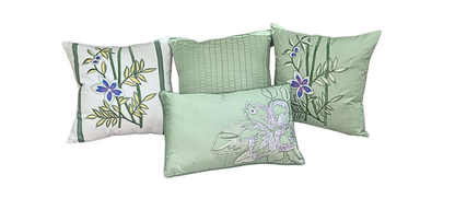 Blossoms 4 PCS Decorative Designer Cushion Cover |Embroidered & Quilted | Cotton Fabric|Floral Design.