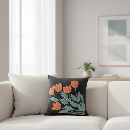 Decorative Cushion Cover |Aari work| 14 by 14| Cotton Fabric|Floral Design