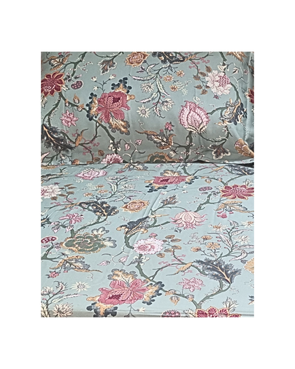 Blossoms 100% pure cotton printed floral 400 TC bedsheet. King size.