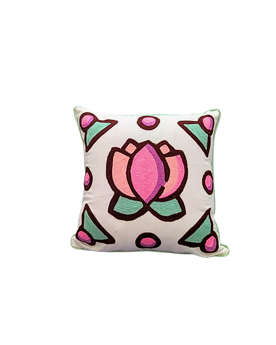 Blossoms embroidered White cotton Cushion Cover | 14*14 inch cushion covers| floral modern design plutch embroidery | pack of 1